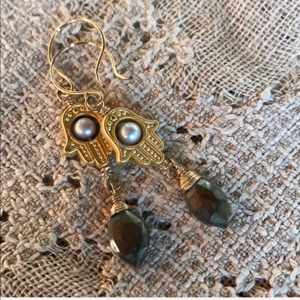 Hamsa gold-filled earrings-NEW